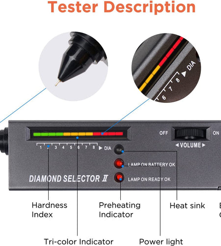 Professional Diamond Tester, Gem Tester Pen Portable Electronic Diamond Tester Tool for Jewelry Jade Ruby Stone