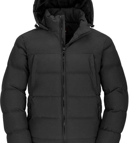 Men'S Thicken Puffer Jacket Insulated Water-Resistant Warm Winter Coat with Hood