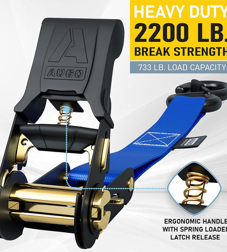 Ratchet Straps Heavy Duty 4 Pack -15 FT - 2200 LB Break Strength – Ratchet Tie down Straps with Safety Lock S Hooks - Cargo Straps for Moving, Appliances, Motorcycle – Soft Loop Tie down Straps