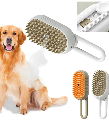 Steamy Dog Brush Electric Spray Cat Hair Brush 3 In1 Dog Steamer Brush for Massage Pet Grooming Removing Tangled and Loose Hair