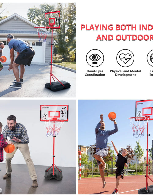 Load image into Gallery viewer, Kids Basketball Hoop for Age 3 4 5 6 7 8, Toddler Basketball Hoops Adjustable Height 3.01Ft-5.64Ft, Indoor Outdoor Mini Basketball Hoop Goal &amp; Backboard Ball Games Toys for Girl Boy
