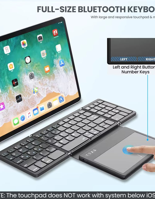 Load image into Gallery viewer, Portable Quadruple Folding Wireless Bluetooth Keyboard with Foldable Touchpad for Windows Android IOS Tablet Ipad Phone
