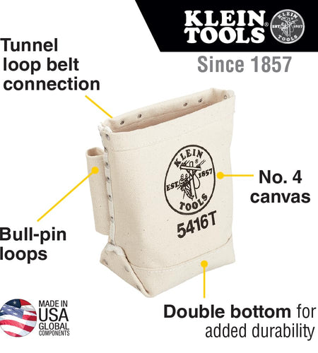 5416T Tool Bag, Bull-Pin and Bolt Pouch, No. 4 Canvas with Tunnel Connection, 5 X 10 X 9-Inch
