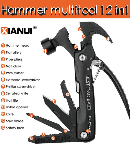 Gifts for Dad, All in One Hammer Multitool, Dad Gifts from Daughter Son, Unique Birthday Gift Idea, Gifts for Dad Who Has Everything and Wants Nothing, Christmas Stocking Stuffers for Dad