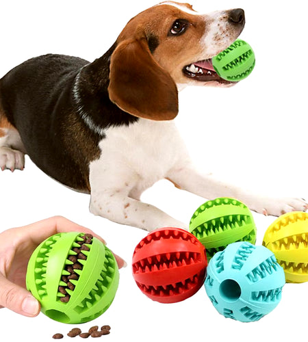 Dog Food Treat Feeder Funny Pet Interactive Rubber Ball Dogs Chew Toy Tooth Cleaning Ball Puppy Training Bite Resistant Toy Ball