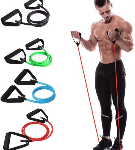 5 Levels Resistance Hot Yoga Pull Rope Bands Handles Elastic Sports Bodybuild Home Gym Workouts Muscle Training Rubber Tube Band