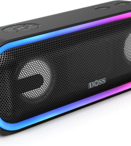 Bluetooth Speaker,  Soundbox Pro+ Wireless Pairing Speaker with 24W Stereo Sound, Punchy Bass, IPX6 Waterproof, 15Hrs Playtime, Multi-Colors Lights, for Home,Outdoor-Black