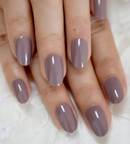 Short Oval round Fake Nails Press on Artificial False Nail Art Tips Glossy Wearble for Girls Women Finger Decoration