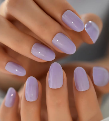 Short Oval round Fake Nails Press on Artificial False Nail Art Tips Glossy Wearble for Girls Women Finger Decoration