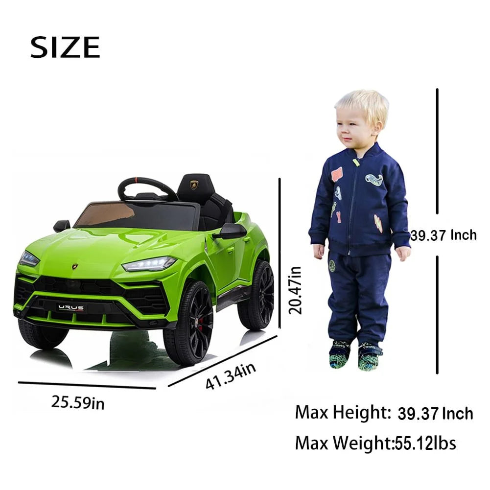 Lamborghini Urus 12V Electric Powered Ride on Car Toys for Girls Boys, Yellow Kids Electric Vehicles Ride on Toys with Remote Control, Foot Pedal, MP3 Player and LED Headlights, CL61