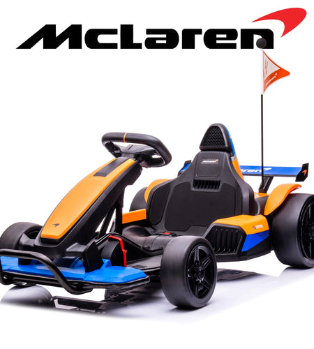Licensed Mclaren Kids Go Kart, 24V Battery Powered Ride on Car Toy with Bluetooth Function, Safety Belt, LED Lights, Two-Mode Electric Go Cart, Drift Racer Car for Boys Girls