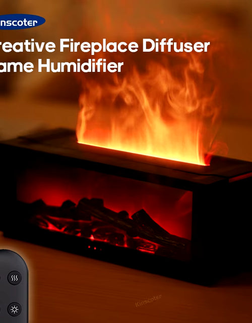 Load image into Gallery viewer, Simulated Fireplace Diffuser Aroma Essential Oil Air Humidifier with Timer Remote &amp; Colorful Night Light for Home Creative Gift
